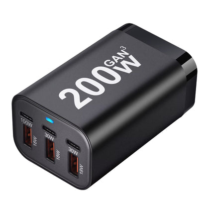 USB C Fast 200W 6-Port Charging Fast Gan Charger Power Adapter for Iphone 14/13/12 Series, Samsung Galaxy S23/S22/S21