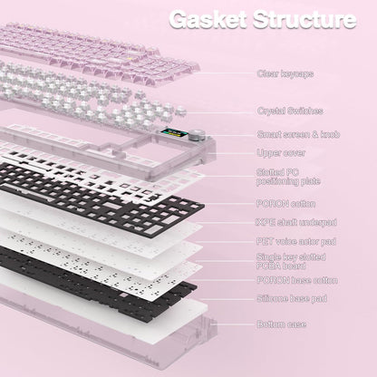 Clavier  F98 Pro V3 — Touches Transparentes, Écran TFT, Hot-Swap