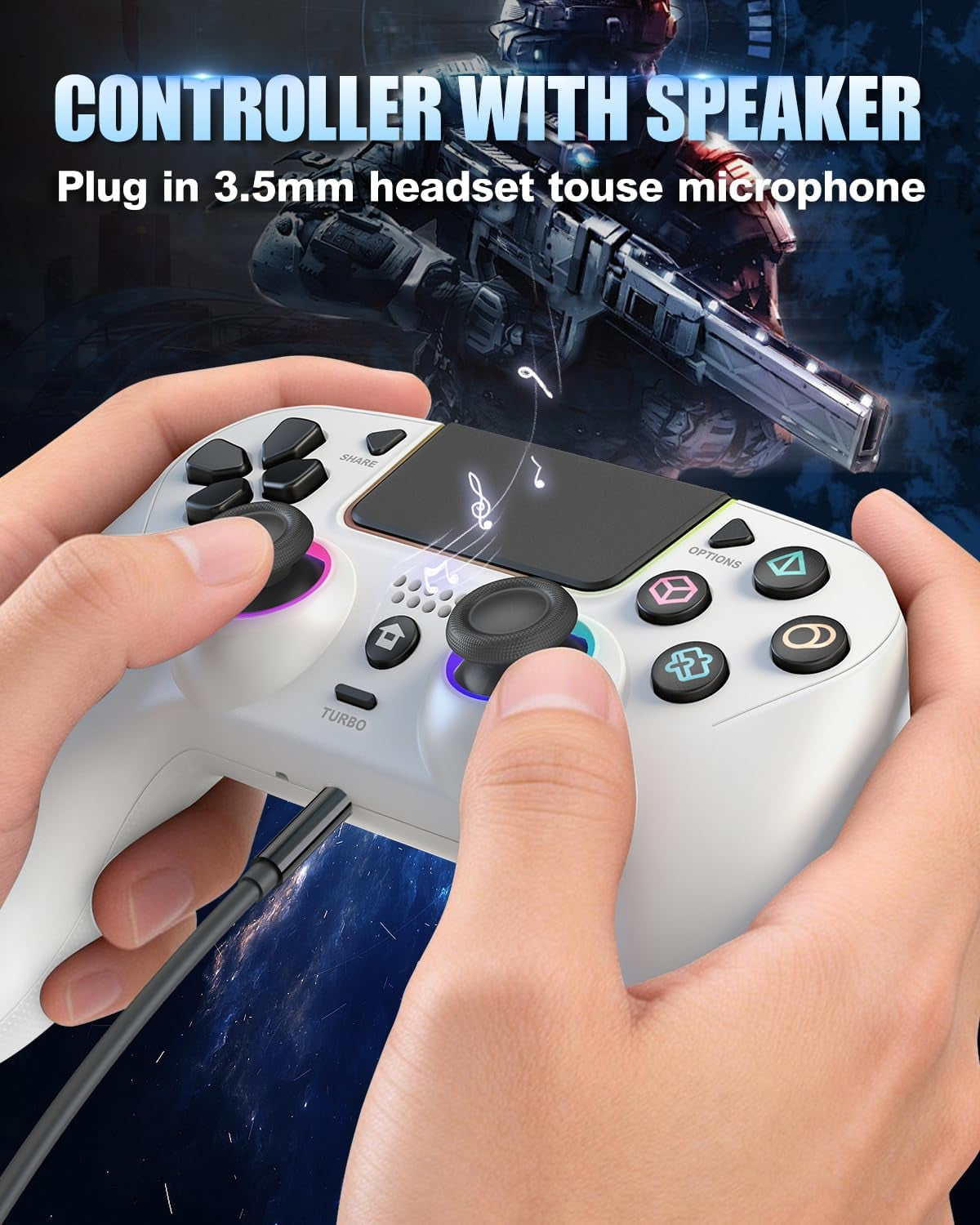 Manette Sans Fil LED Pour PS5 — Effet Hall, Turbo, Palettes Arrière