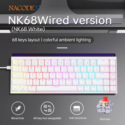 Clavier mécanique AJAZZ NK68, 68 touches, hot-swap, RGB