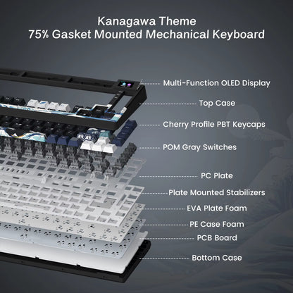 Womier S-K80 75% Keyboard with Color OLED Display Mechanical Gaming Keyboard Hot Swap Keyboard Gasket Mount RGB Custom Keyboard