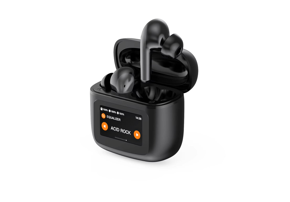 Écouteurs Bluetooth ANC avec étui écran tactile, Bluetooth 5.3 + appli
