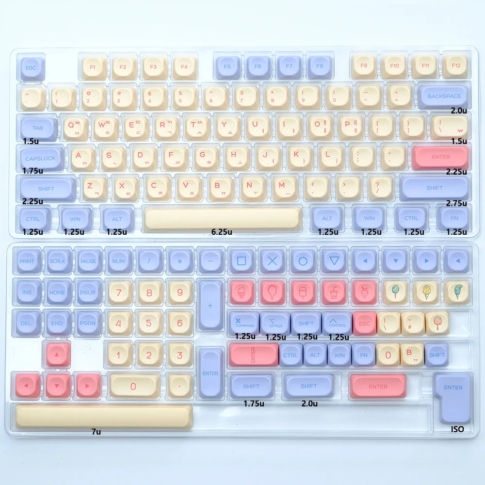 Kbdiy KOA Keycaps GMK Soymilk 140 Keys PBT Keycap Similar MOA Japanese Korean Russian Keycap 7U MAC ISO for Mechanical Keyboard