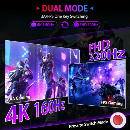 Écran  27 Po — 4K 160 Hz / FHD 320 Hz Double Mode, HDR400