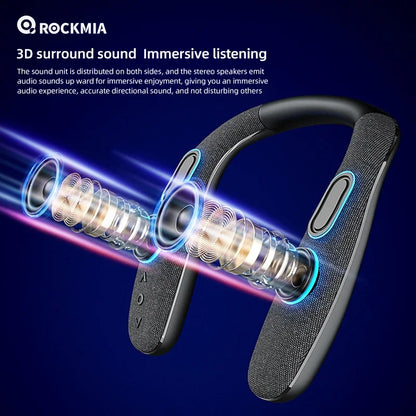 Wireless Neckband Speaker Wearable Surround Sound Bluetooth Neck Speakers with Microphone for TV Gaming Free Hands