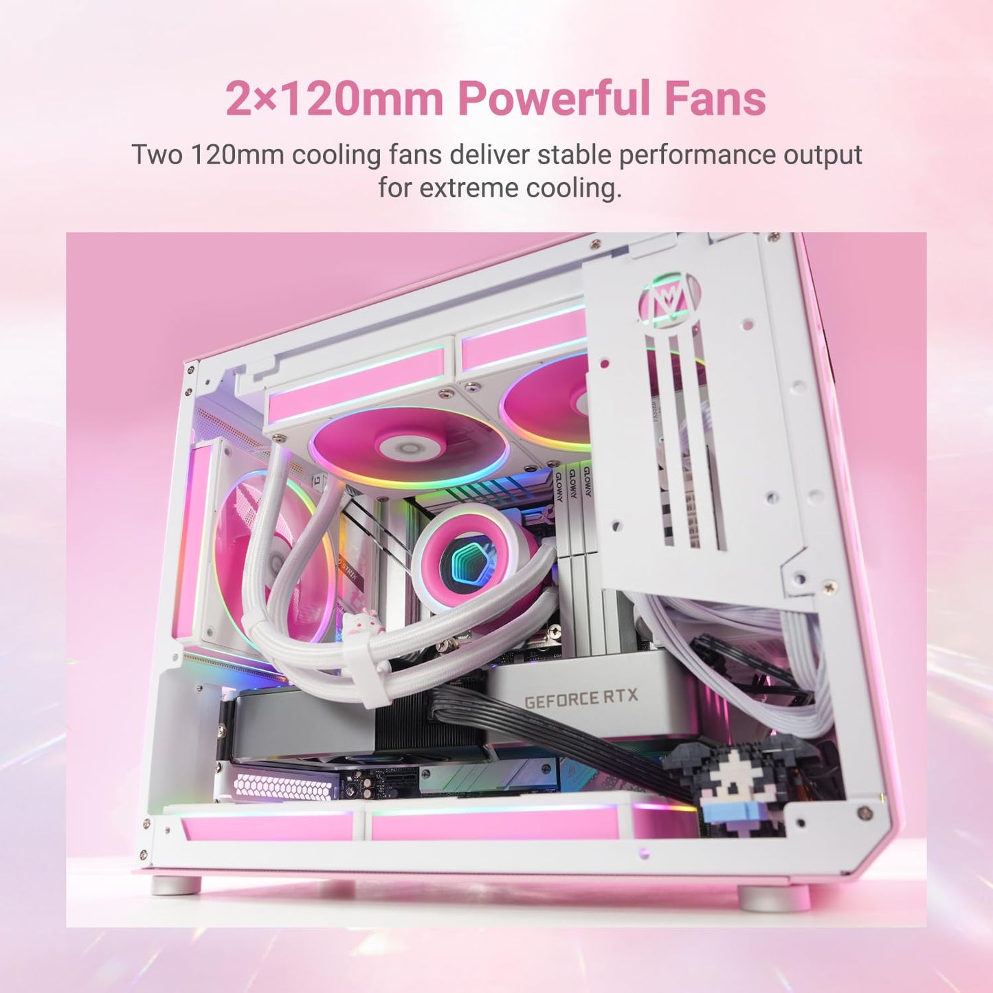 FX240 INF Pink 240Mm AIO CPU Cooler, Infinity Mirror, Quiet | ARGB Lighting, Daisy-Chain Dual 120Mm PWM Fans, Supports Intel and AMD Platforms.