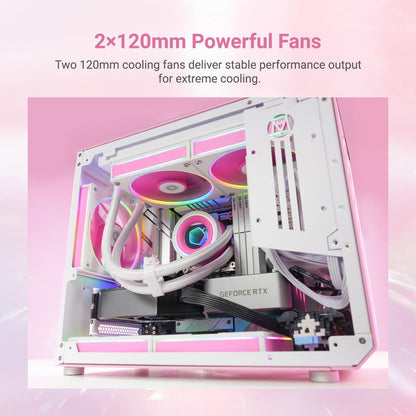 FX240 INF Pink 240Mm AIO CPU Cooler, Infinity Mirror, Quiet | ARGB Lighting, Daisy-Chain Dual 120Mm PWM Fans, Supports Intel and AMD Platforms.
