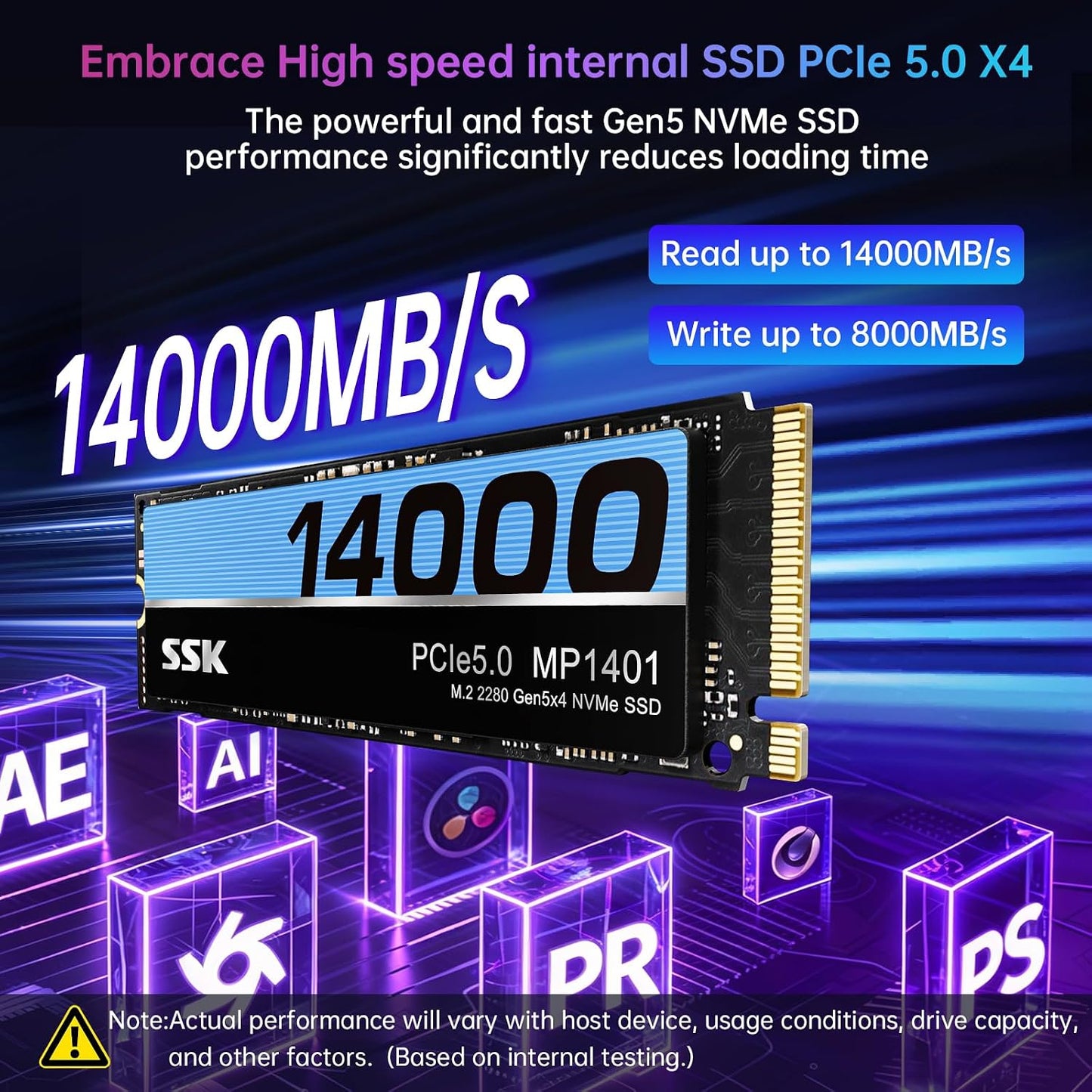 1TB Internal M.2 Nvme SSD 2280 Pcie Gen5 up to 14000Mb/S Internal SSD | SMART & TRIM,TLC Nand,Pcie 5.0X4,Internal Solid State Drive for Gaming/Video Editing/Ai Computing