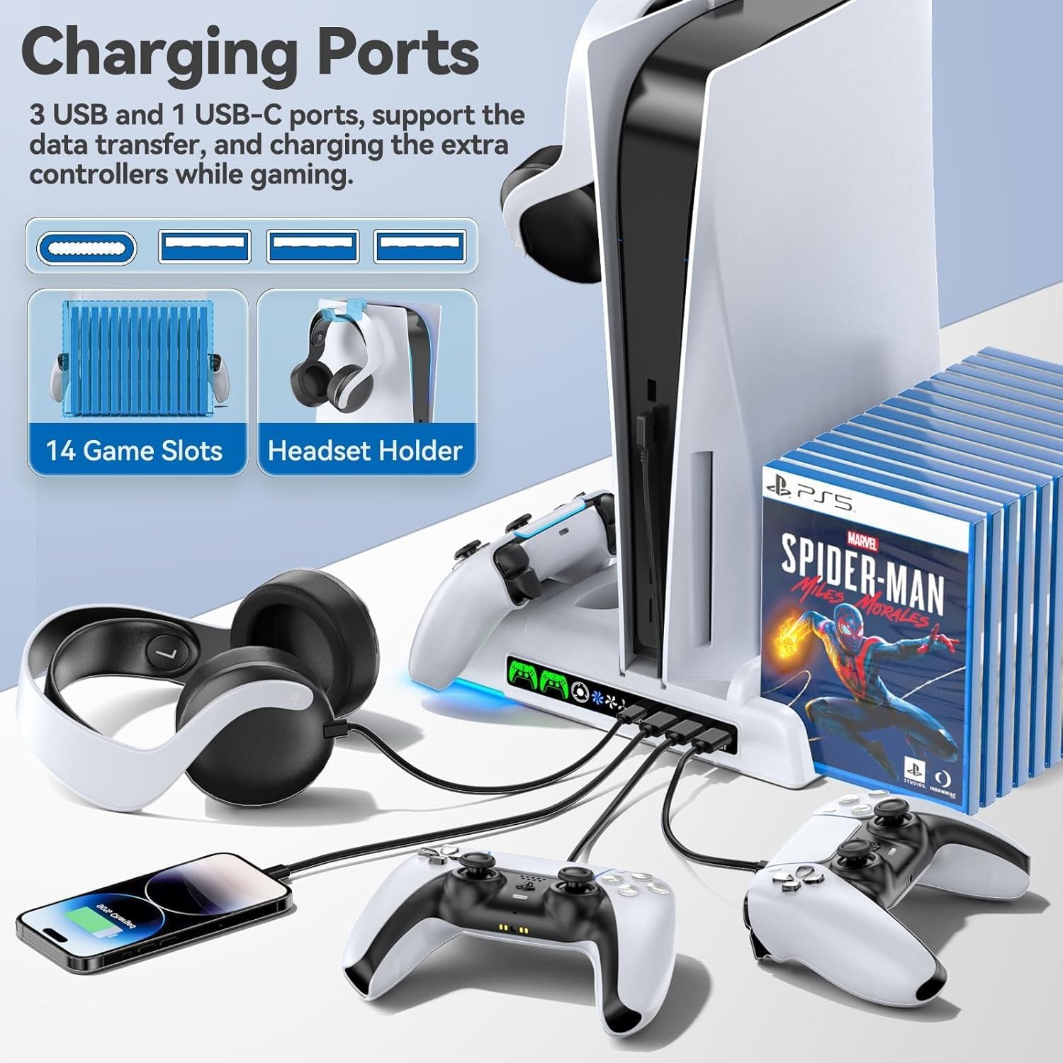 Socle Ventilé PS5 — Recharge LED + Ventilateur 3 Vitesses