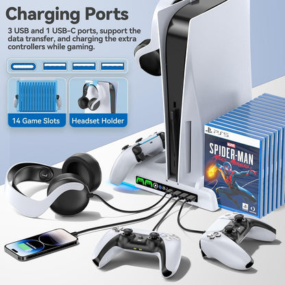 Socle Ventilé PS5 — Recharge LED + Ventilateur 3 Vitesses