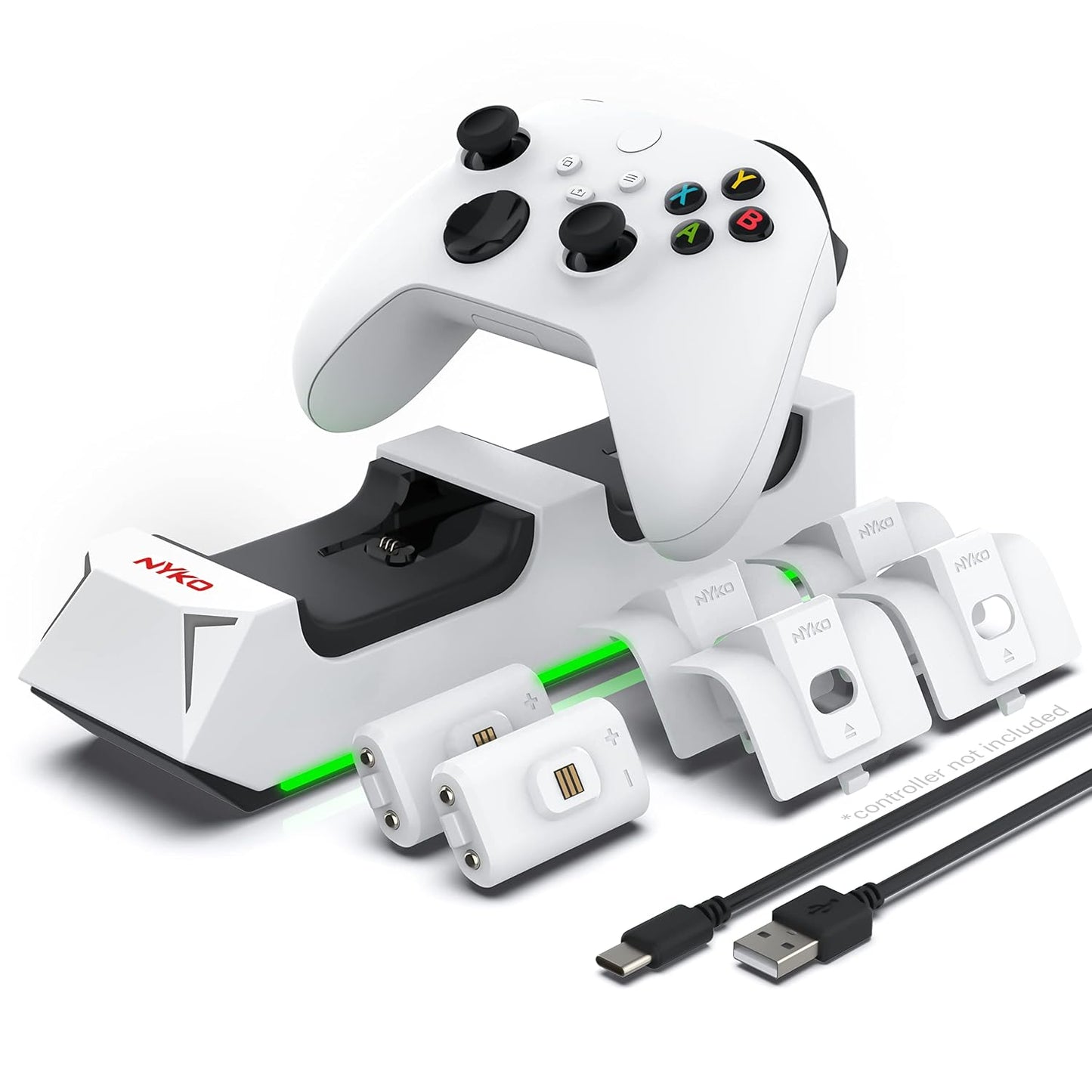 Station de charge Nyko Xbox Series X|S, 2 manettes + piles rechargeables