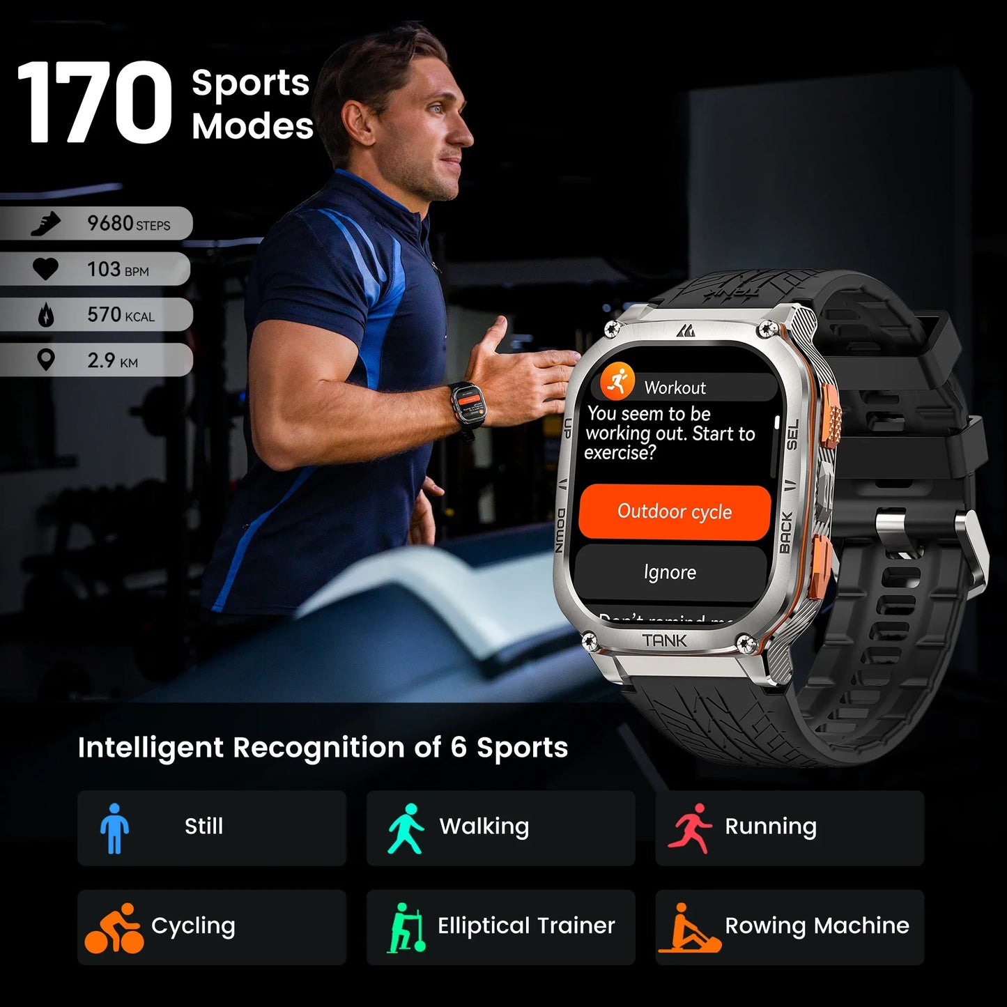 TANK M3 Ultra GPS Smart Watch for Men Stainless Steel 5ATM Waterproof Bluetooth Call 24/7 Health Monitor for Android Ios