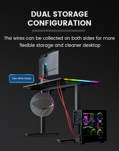 Bureau Assis-Debout Électrique  — LED RGB, Hauteur Ajustable