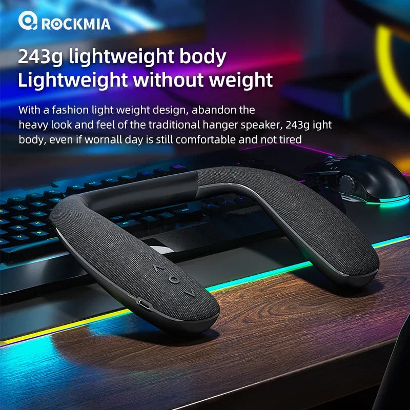 Wireless Neckband Speaker Wearable Surround Sound Bluetooth Neck Speakers with Microphone for TV Gaming Free Hands