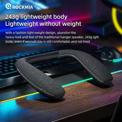 Wireless Neckband Speaker Wearable Surround Sound Bluetooth Neck Speakers with Microphone for TV Gaming Free Hands