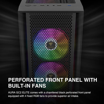 Boîtier  ATX Mid Tower — 4 Ventilateurs ARGB, Verre Trempé