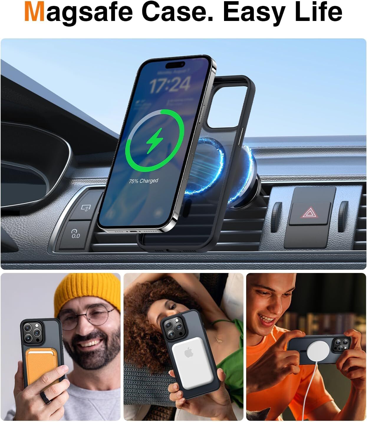 Coque givrée MagSafe pour iPhone en marine