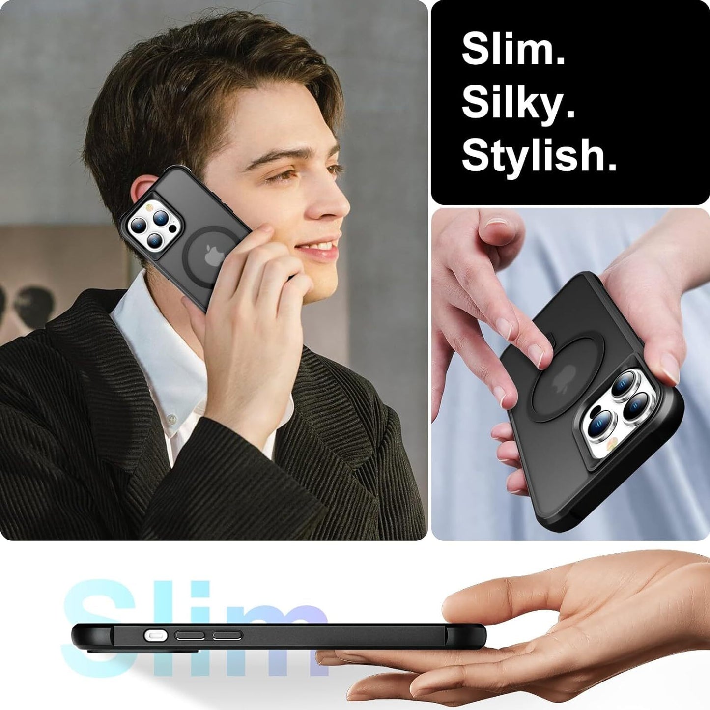 Coque givrée MagSafe pour iPhone en noir